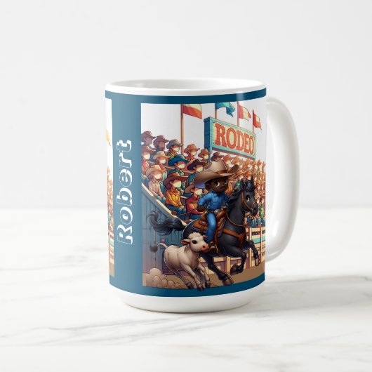 Mug Western Rodeo Cowboy Calf Roping Personnalisé (Devant droit)