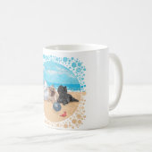 Mug Westie avec des terriers Cairn à la plage (Devant droit)
