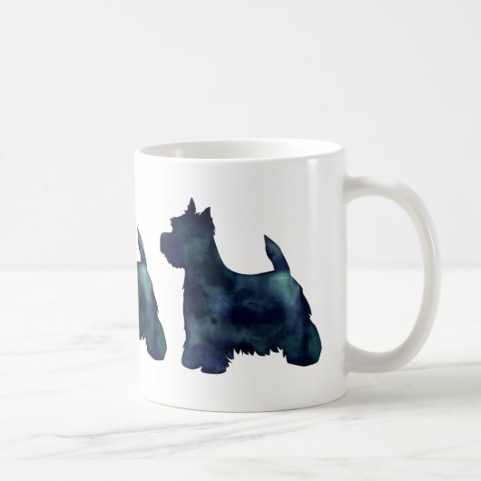 Mug Westie Black Waterolor Silhouette Chien (Droite)