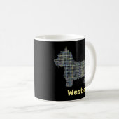 Mug Westie Chien Yellow & Blue Grid Lines Abstrait Ani (Devant droit)