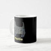 Mug Westie Chien Yellow & Blue Grid Lines Abstrait Ani (Devant gauche)