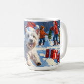 Mug Westie coule en neige avec le Casquette de Noël (Devant droit)