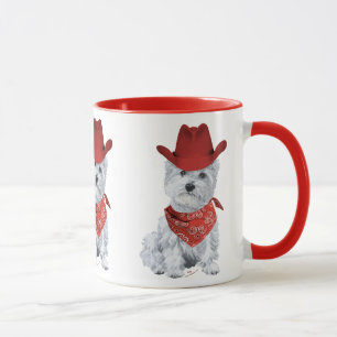 Mug Westie Cowboy en Rouge