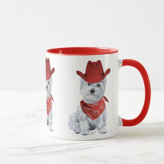 Mug Westie Cowboy en Rouge (Droite)