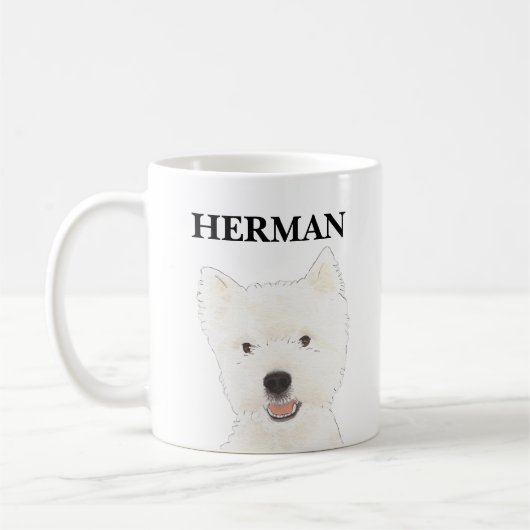 Mug Westie personnalisé West Highland Terrier (Gauche)