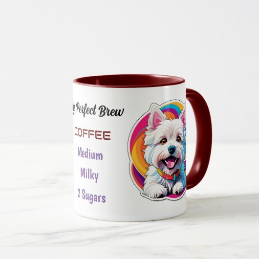 Mug Westie stylisé - Ma brasse parfaite, thé ou café (Devant droit)