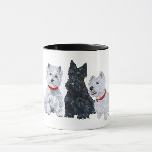 Mug Westies et un Scottie ensemble (Centre)