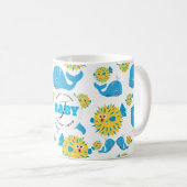 Mug Whale & Blowfish Cartoon Baby Monogram (Devant droit)