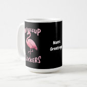 Mug Whassup Flockers Flamant rose Conception d'un flam (Devant gauche)