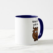 Mug What’s Gnu, Funny Buffalo Cartoon Animal Pun (Devant droit)