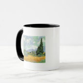 Mug Wheatfield de Vincent van Gogh | avec des cyprès, (Devant gauche)