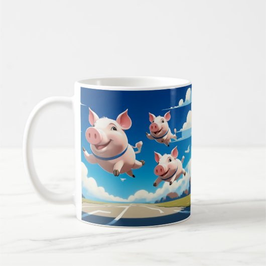 Mug When Pigs Fly Funny Winged Pigs (Gauche)