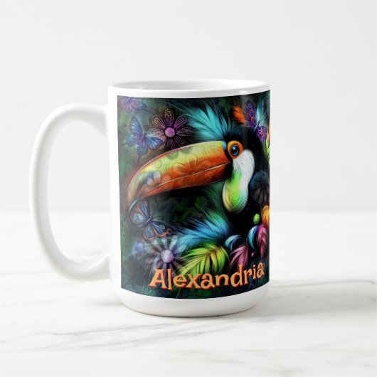 Mug Whimsical Abstract Toucan Bird Personalized (Gauche)