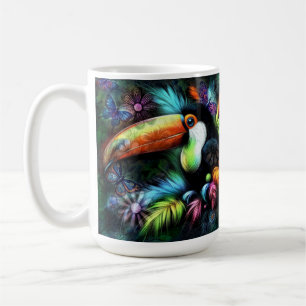 Mug Whimsical Abstrait Toucans Oiseaux Toucans Turquoi