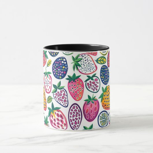 Mug Whimsical avec collage de fruits vibrants (Centre)