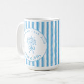 Mug Whimsical Blue White Stripe Preppy Mom Established (Devant gauche)