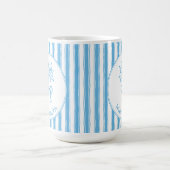 Mug Whimsical Blue White Stripe Preppy Monogram (Centre)