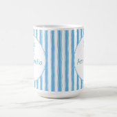 Mug Whimsical Blue White Stripe Preppy Monogram (Centre)