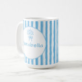 Mug Whimsical Blue White Stripe Preppy Monogram (Devant gauche)