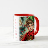 Mug Whimsical Cartoon Elf | Christmas Personalized (Devant droit)