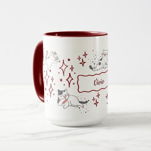 Mug Whimsical Cat Custom Name (Devant gauche)