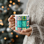 Mug Whimsical Christmas Grid Cute Bright Holiday