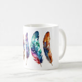 Mug Whimsical Colorful Feather Art - Boho Graphic Tea (Devant droit)