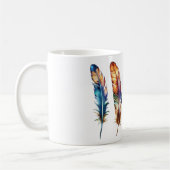 Mug Whimsical Colorful Feather Art - Boho Graphic Tea (Gauche)