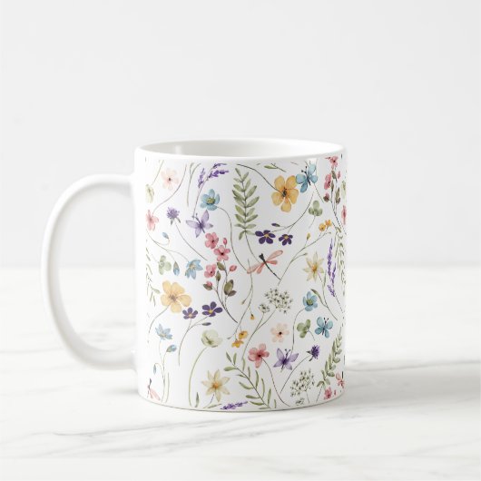 Mug Whimsical Colorful Wildflower Spring Patterns (Gauche)