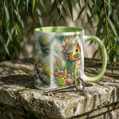 Mug Whimsical Cottage Garden Birdhouse Stream