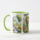 Mug Whimsical Cottage Garden Birdhouse Stream (Gauche)
