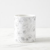 Mug Whimsical Cute Floral and Bird Pattern on White (Centre)