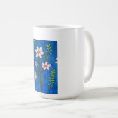 Mug Whimsical Flowers with Blue Background  (Devant droit)