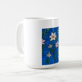 Mug Whimsical Flowers with Blue Background  (Devant gauche)