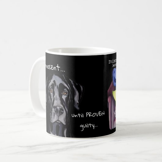 Mug Whimsical Funny Chien Innocent Noir (Devant gauche)