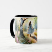 Mug Whimsical Girl Dancing Through Birch Forest (Devant gauche)
