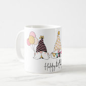 Mug Whimsical Gnome Trio Joyeux anniversaire (Devant gauche)