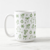 Mug Whimsical Hand Drawn Doodle Green (Gauche)