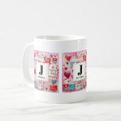 Mug Whimsical Hearts and Love Lettres Motif Monogramme (Devant gauche)