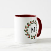 Mug Whimsical Holly Berry Noël Monogramme (Devant droit)