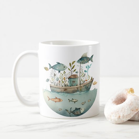 Mug Whimsical Houseboat (Avec donut)