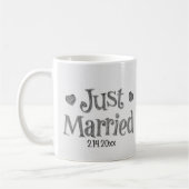 Mug WHIMSICAL Just Married Hearts Mariage Date (Gauche)
