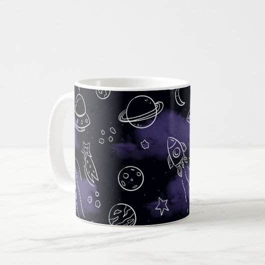 Mug Whimsical Purple Outer Space Seamless Pattern (Devant gauche)