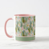 Mug Whimsical Sage Green Floral Personalized  (Gauche)