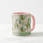 Mug Whimsical Sage Green Floral Personalized  (Devant droit)