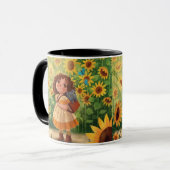 Mug Whimsical Sunshine Girl with Cat – Kind Ones Coffe (Devant gauche)