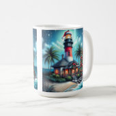 Mug Whimsical Tropical Christmas Lighthouse Turquoise (Devant droit)