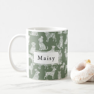 Mug Whimsical Victorian Style Amoureux des chiens Nom 