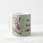 Mug Whimsical Woodland Owl Botanical Illustration (Devant gauche)
