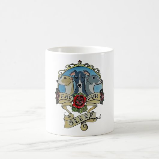 Mug Whippet - mangez, courez, dormez (la répétition) (Centre)